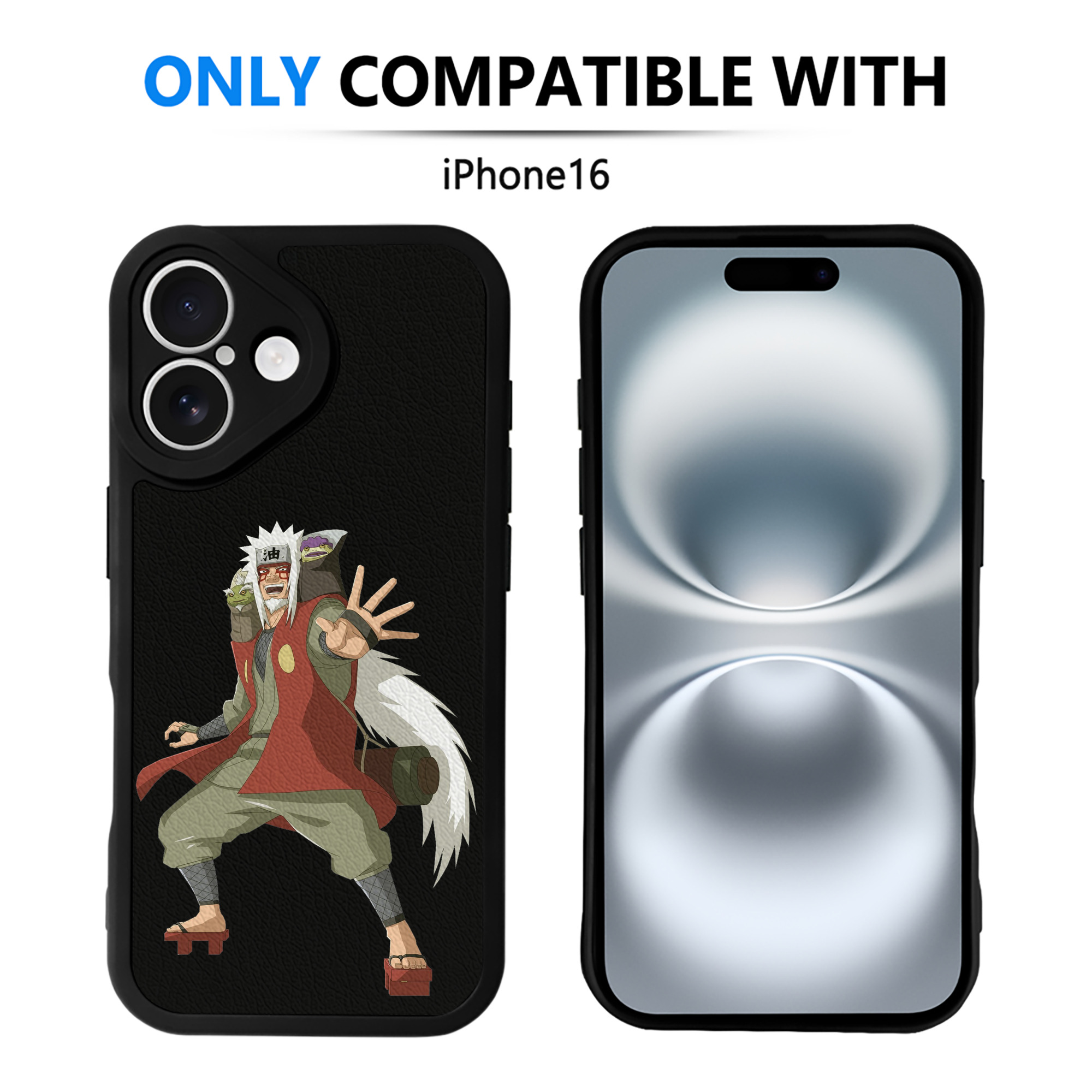 （画像用） NARUTO -ナルト- 自来也（じらいや） Jiraiya 【iPhone 16シリーズ対応】シリコンスマホケース（レザー調） 材質：シリコン